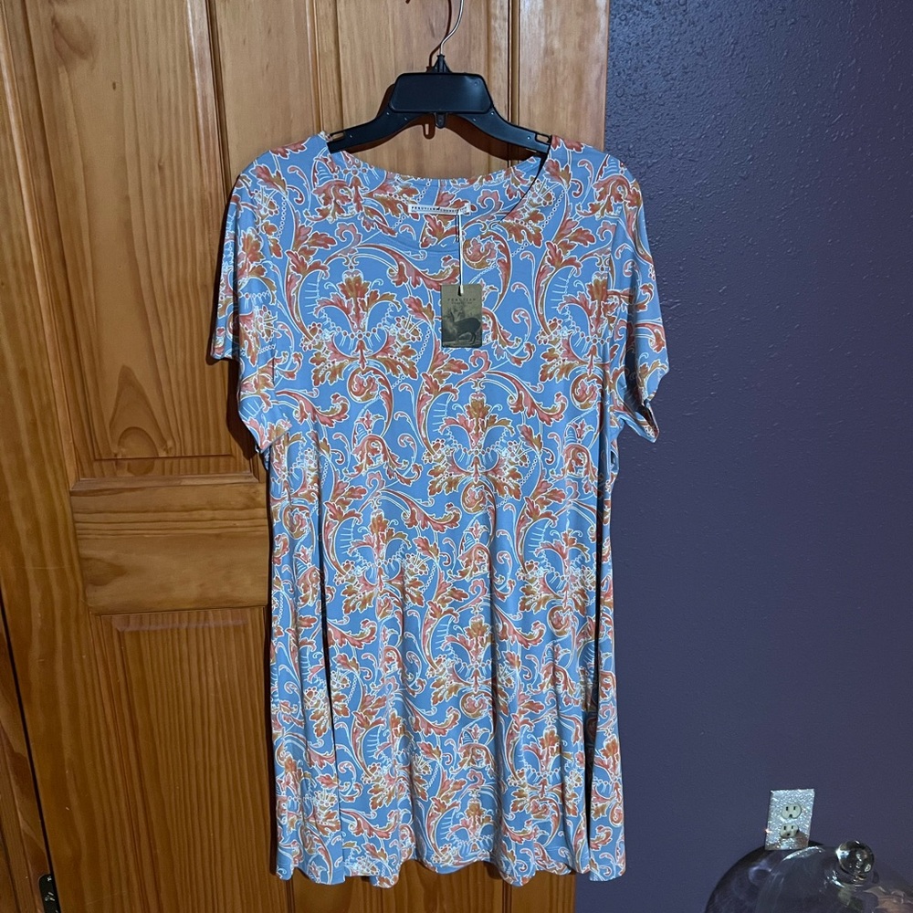 Peruvian Connection Blue Boxy Short Sleeve T-Shirt